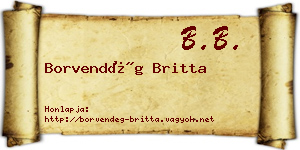 Borvendég Britta névjegykártya